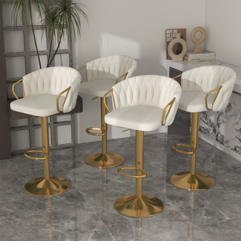 Christal Cerelly Height Adjustable Swivel Bar Stool, Ivory