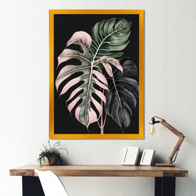 «Rose and White Philodendron Leaf II», reproduction sur toile