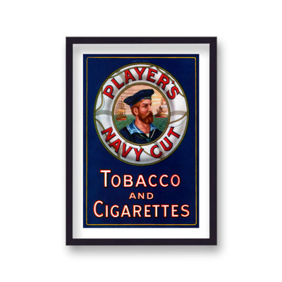 Vintage Players Navy Cut Tobacco and Cigarettes with Border 1 Piece Single Picture Frame Wall Art