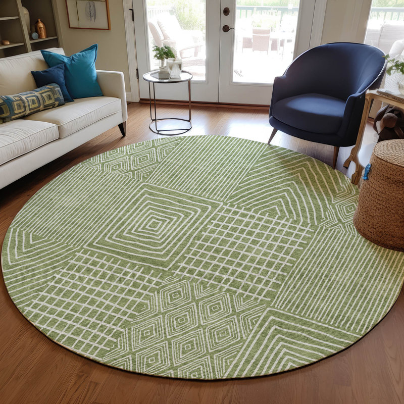 Owen Green Washable Indoor-Outdoor Rug - , 8' x 8'
