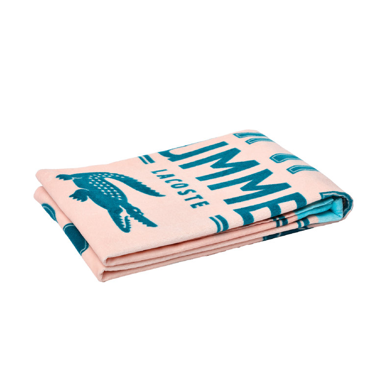 Lacoste Oversized Cotton Velour Beach Towel 36x72 – Quick-Dry Absorbent Reversible Terry Loop Back, Soft Luxury Pool & Beach Towel, Palm Tree Beach