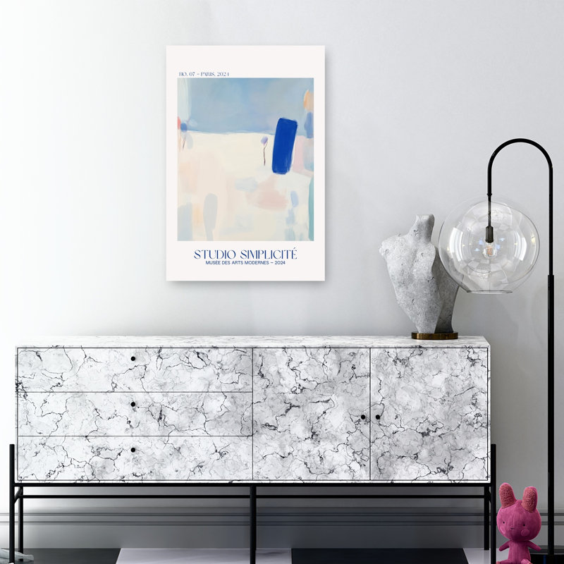 Doux bleu abstrait abstrait, impression d'art mural minimaliste contemporain, 36" H x 24" W