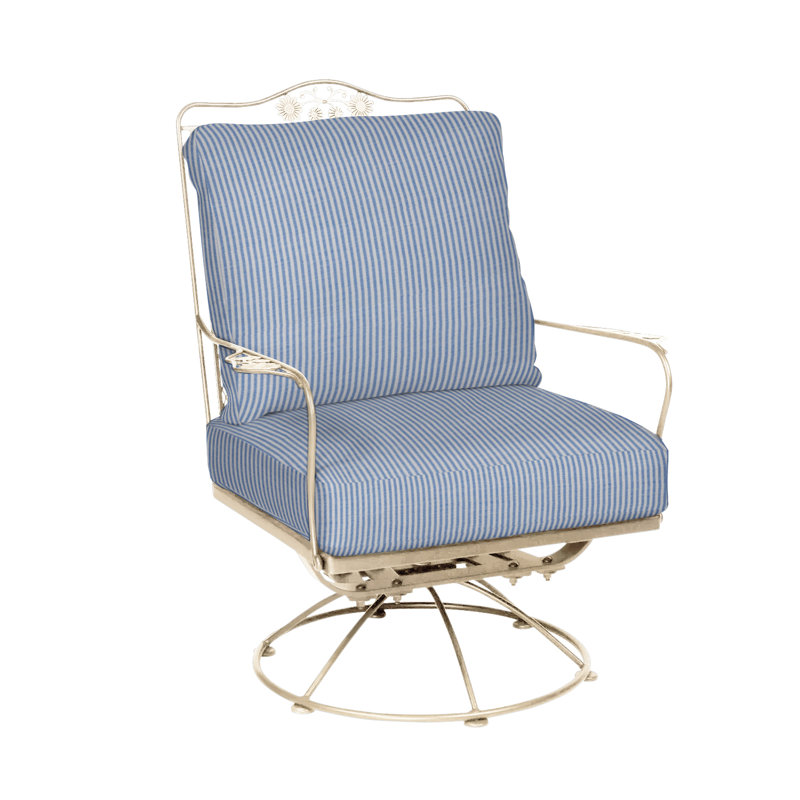 Briarwood Swivel Outdoor Lounge Chair, Weathered White, Chartres Malt Sunbrella®