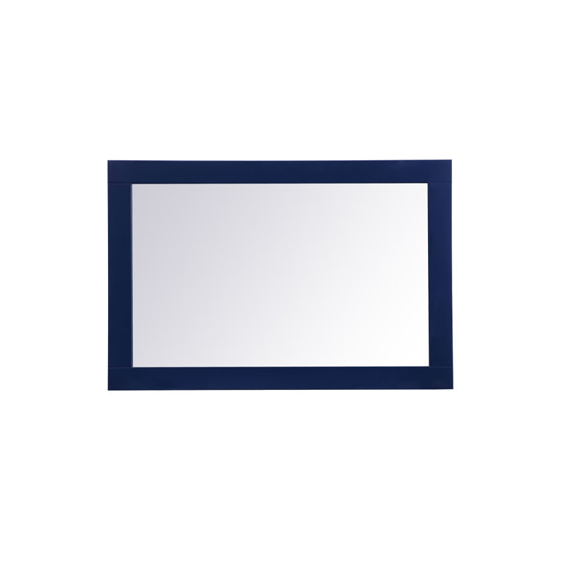 Rosenow Wood Flat Wall Mirror, Blue, 36'' H x 24'' W