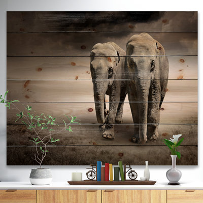 Paire d'éléphants, mouvement - impression