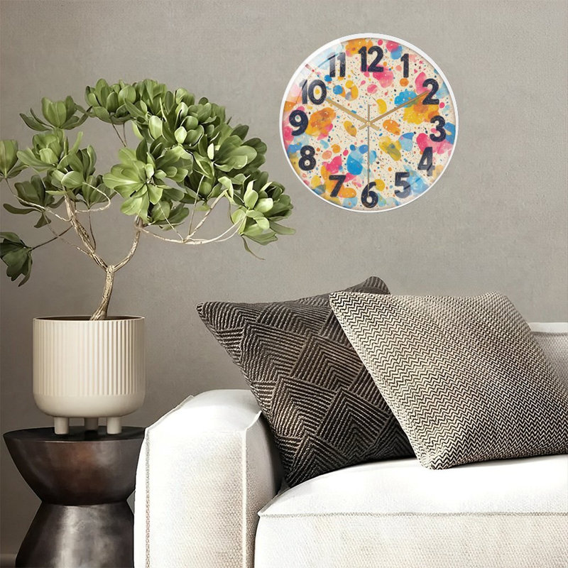 Horloge murale colorée abstraite Home Decor Art - horloge murale moderne en verre 12 po
