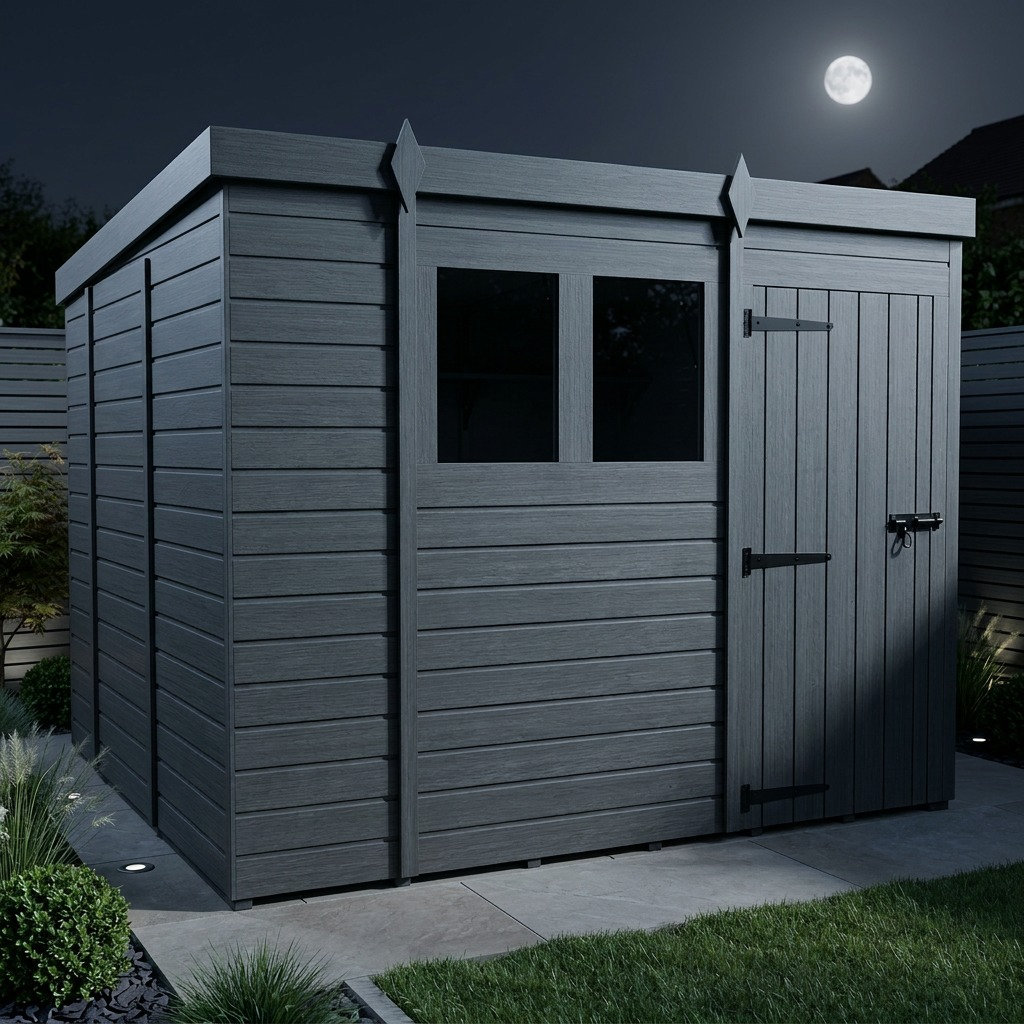 Total Sheds 9ft x 10ft Composite Pent Garden Shed - Single Door - With Windows - EPDM Rubber Roof - UK Manufactured