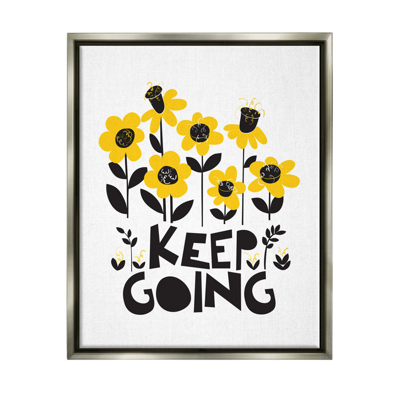 Jasmari Keep Going Yellow Flowers par Pragya Kothari, Cadre flottant gris lustré, H 21 po x l 17 po x P 1,7 po