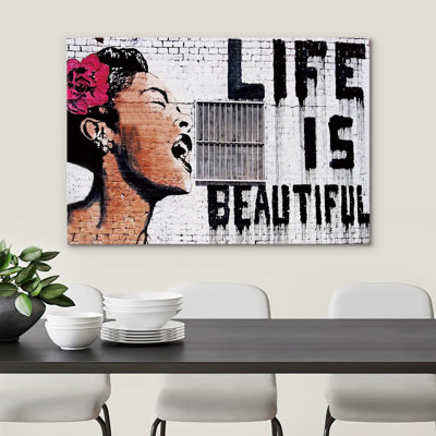 Banksy Graffiti Canvas Wall Art What We Do in Life Echoes in Eternity Posters Prints Street Pop Art Graffiti Artwork for Living Room Bedroom Kitchen Home Decor Unframed 63 x 34