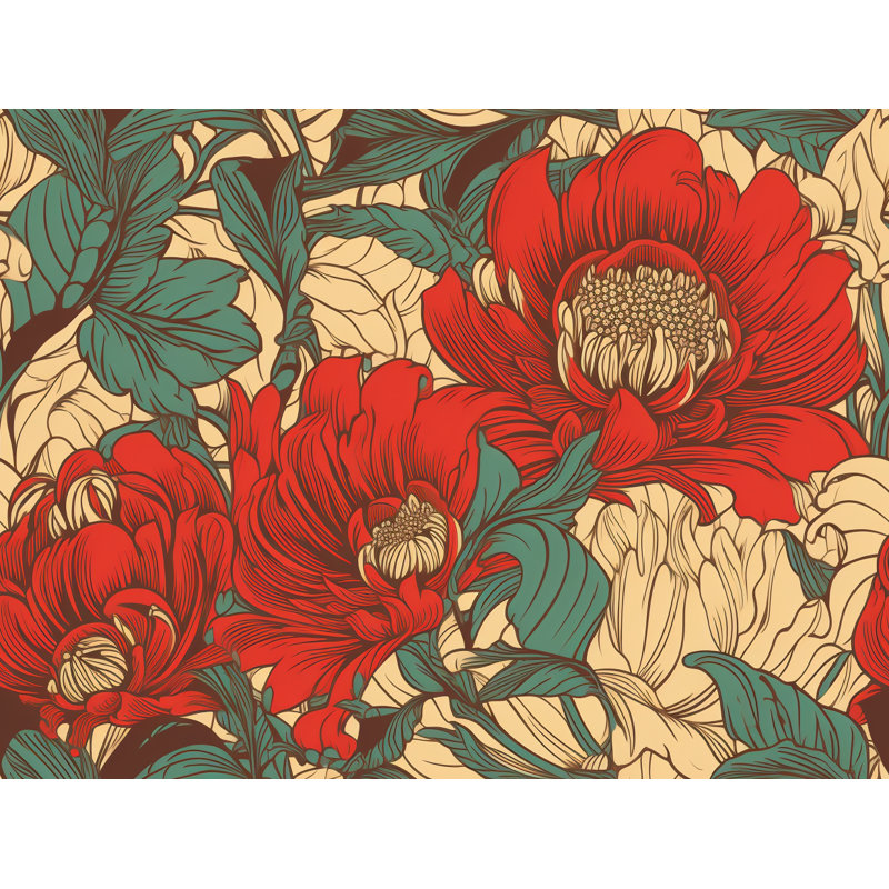 Machine Printed Comforter, Twin Extra Long Comforter, Red/Beige