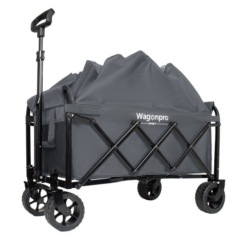 Chariot utilitaire extensible à double couche avec roues tout-terrain Wagonpro XPERT - Chariot de jardin pliable robuste pour le camping, le magasinage et l'utilisation à l'extérieur