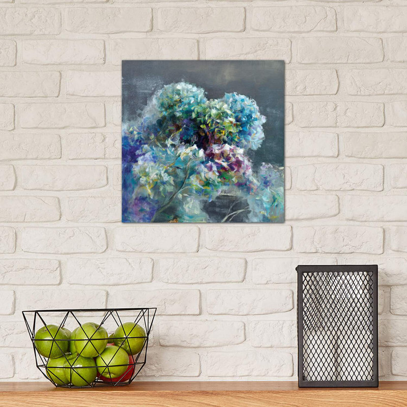 «Abstract Hydrangea Dark», reproduction sur toile tendue, H 12 po x l 12 po x P 1,5 po, Toile avec cadre blanc