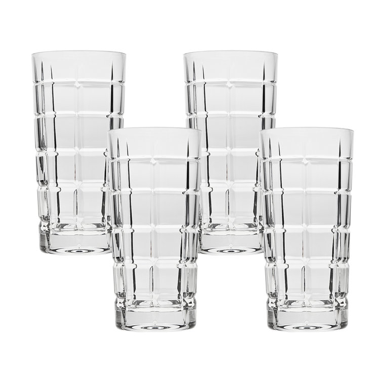 JoyJolt Alina Clear Ribbed Glass Drinking Glass Set, Highball