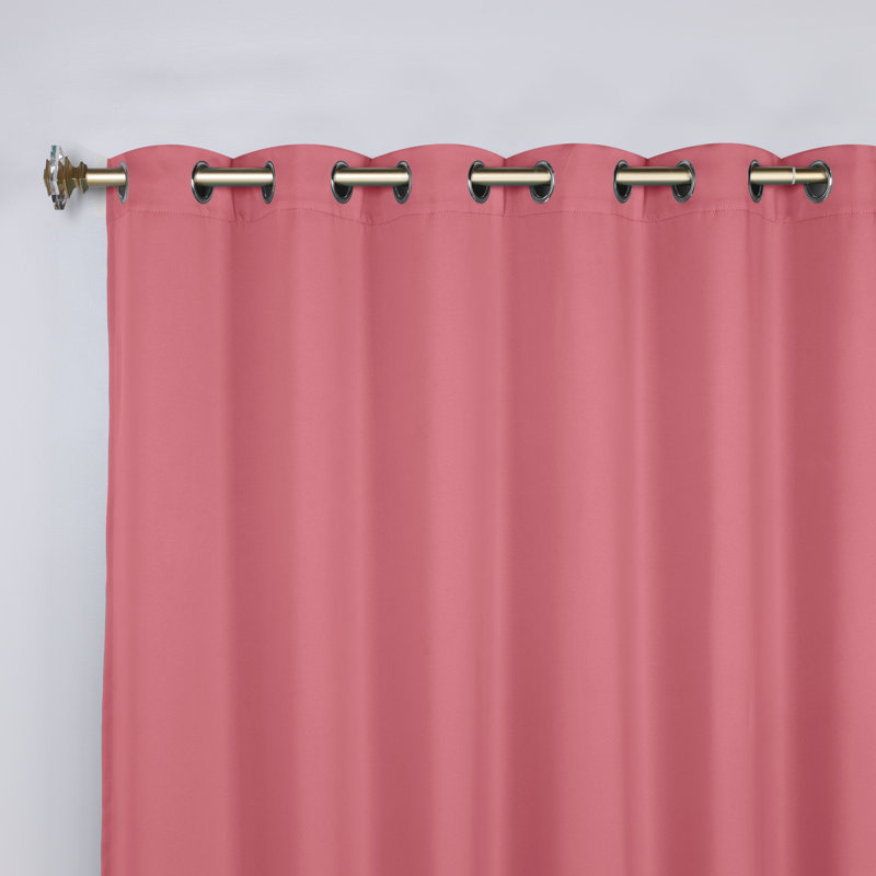 Millendon Energy Saving Modern Polyester Grommet Room Darkening Curtain Pair, Pink, Grommet 70" W x 108" L