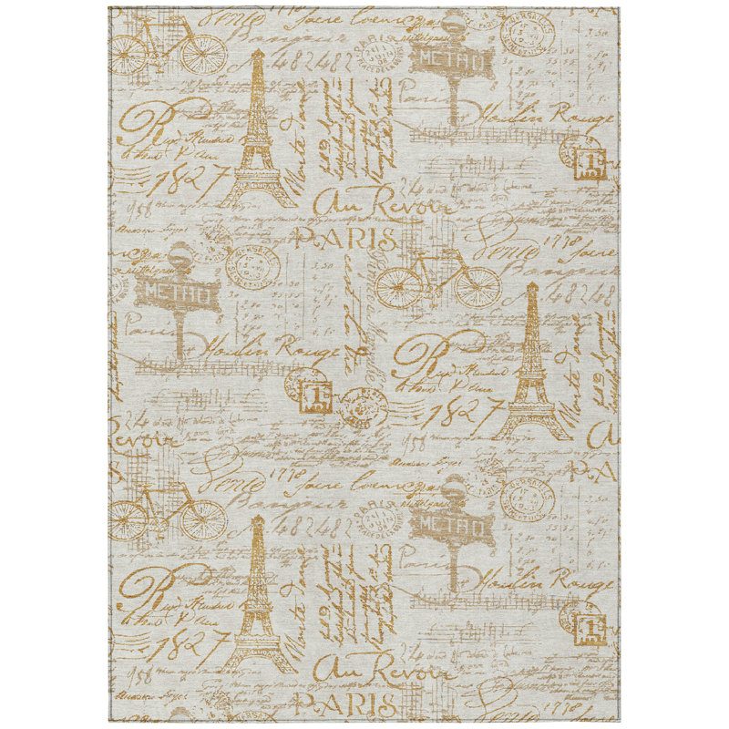 Machine Washable Indoor/Outdoor Husby ACN2209 Novelty Rug, Rectangle 5' x 7'6"