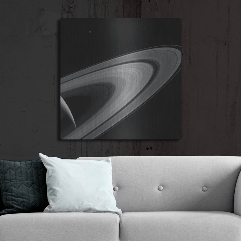  «Saturn-lit Tethys» par la NASA, art mural en métal, 36 po x 36 po, H 36 po x l 36 po