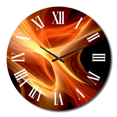 Horloge murale orange abstraite chaleureuse fractale