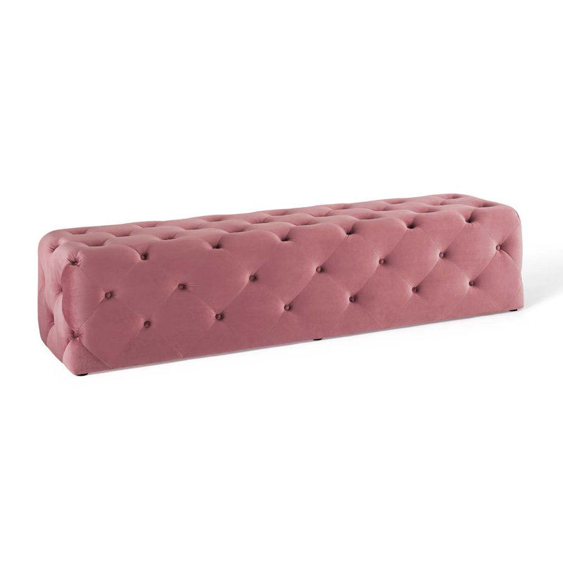 Banc de hall d'entrée capitonné Modway Amour, Vieux rose, H 16,5 po x l 72 po x P 19 po