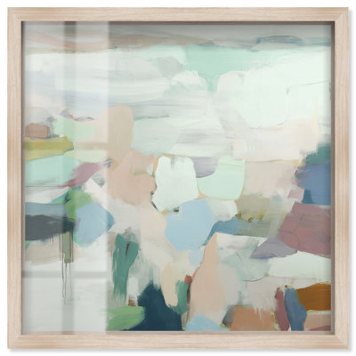 Décoration murale Pastel Architecture II, cadre blond, 30 x 30 cm, par Art Remedy.