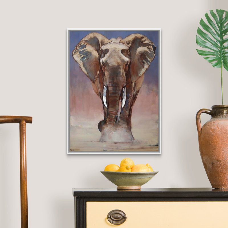 «Dust Bath, Loisaba, 2018» par Mark Adlington, impression sur toile, Cadre flottant blanc, H 26 po x l 20 po x P 1,75 po