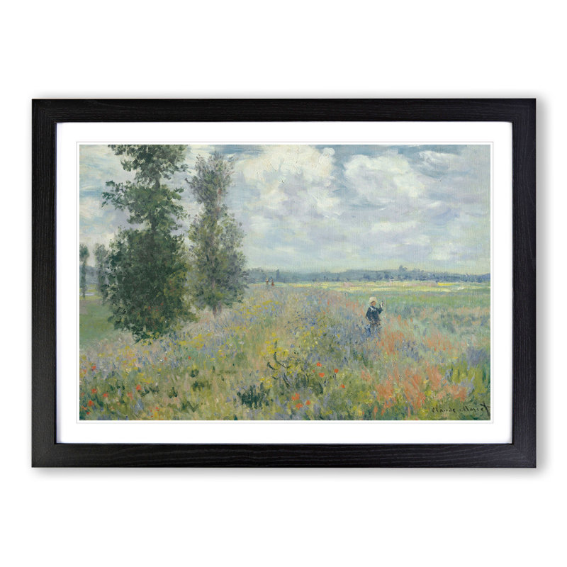 Poppy Fields Near Argenteuil by Claude Monet - Picture Frame Painting, Black Framed, 48cm H x 65cm W x 2cm D