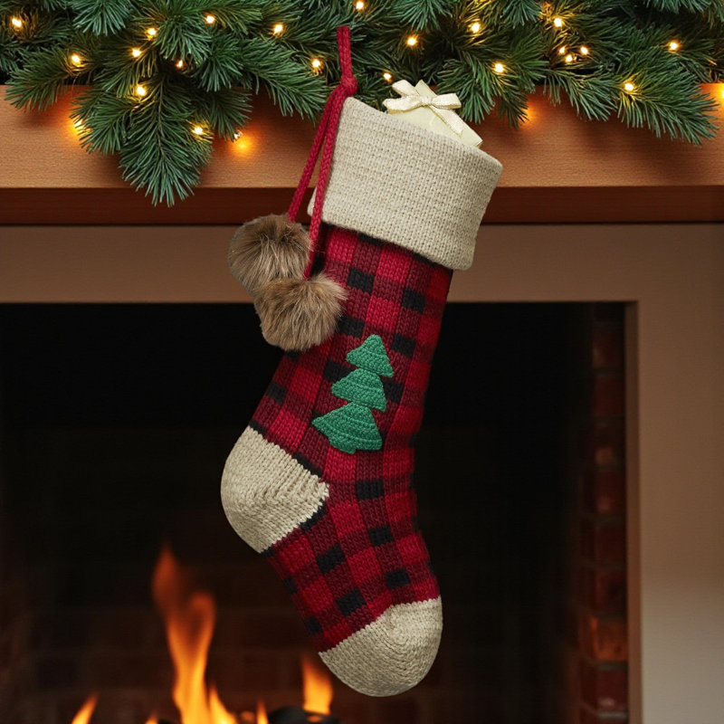 Chaussette de Noël personnalisable en tricot à carreaux géants Buffalo