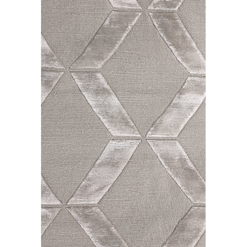 Metro-Velvet Geometric Area Rug in Silver, Rectangle 14' x 18'