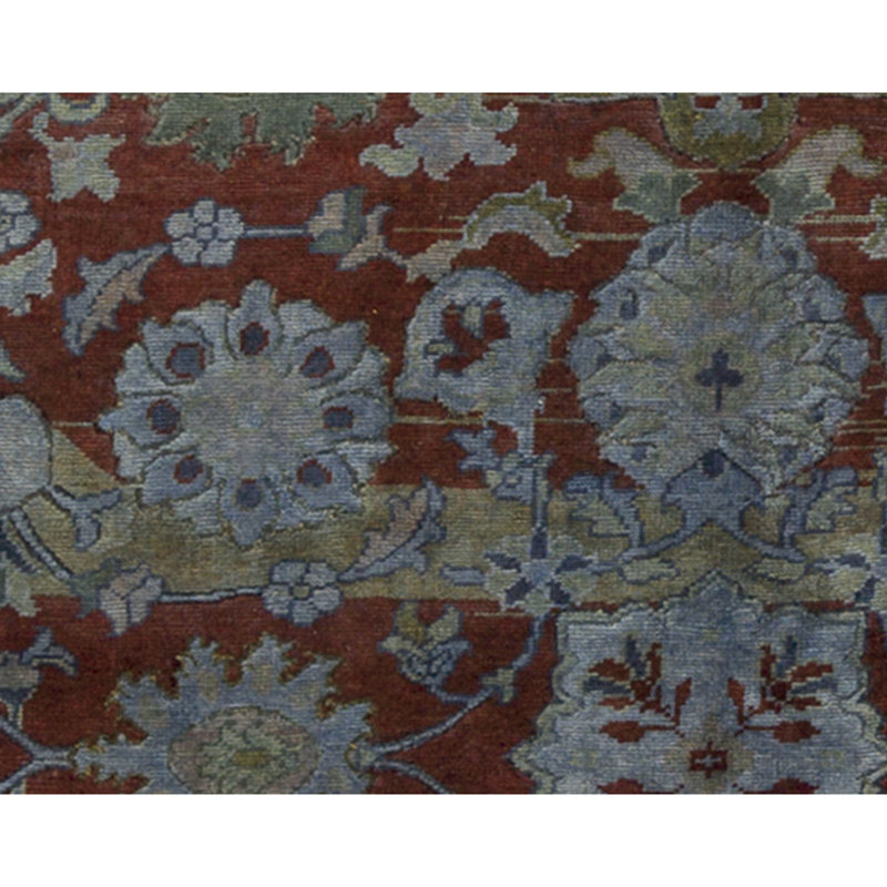 Wool Oriental Area Rug in Rust/Green/Gray