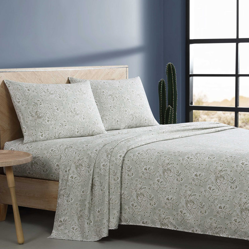Wrangler Printed Cozy Novelty Sheet Sets, Full Sheet Set with 2 Pillowcases, Prairieland Paisley Green
