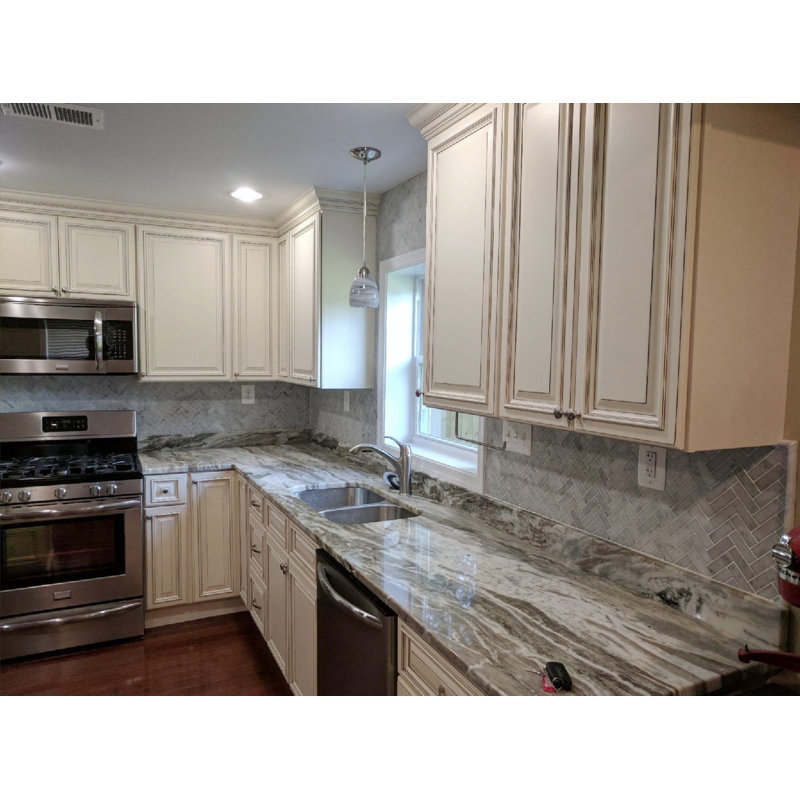 13" x 12" Marble Herringbone Mosaic Wall & Floor Tile, White/Gray