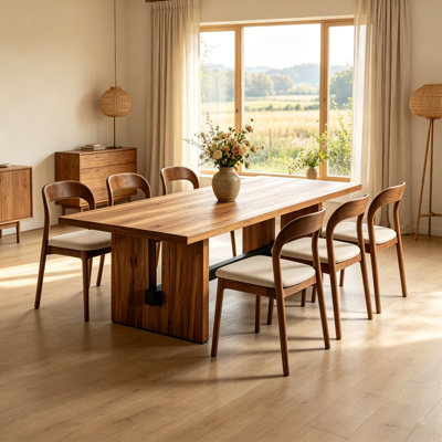 Ensemble de table et de chaises rectangulaires en bois massif pour 6 personnes