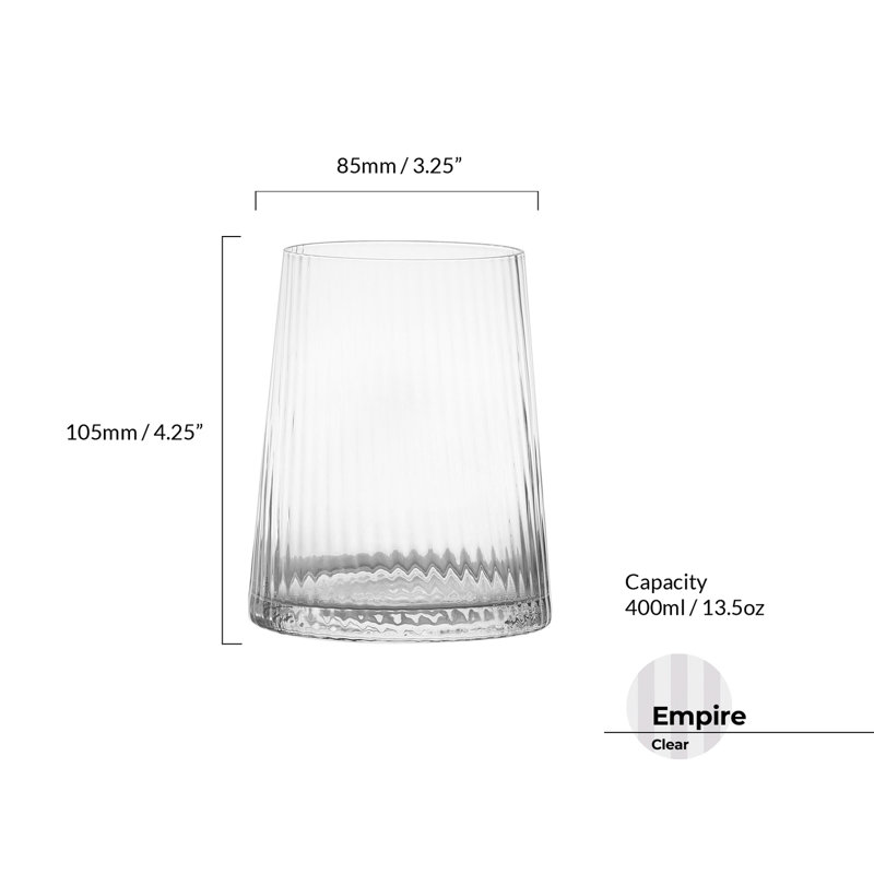 Zoya 13.5oz. Glass Drinking Glass Glassware Set