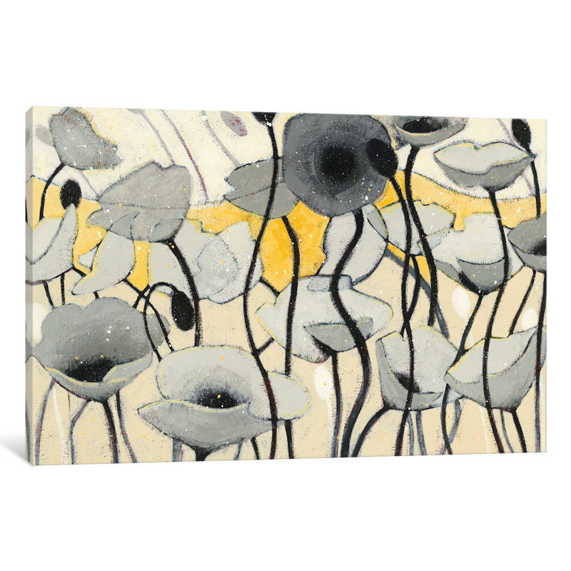 Reproduction d’art sur toile tendue à fleurs grises snow day, H 12 po x l 18 po x P 1,5 po