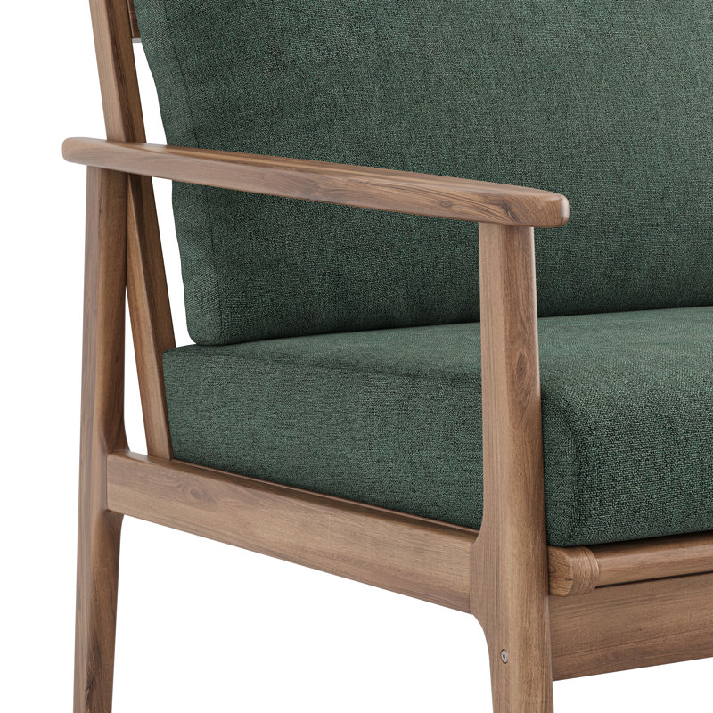 Fauteuil club en bois d'acacia massif Lyon, Vert