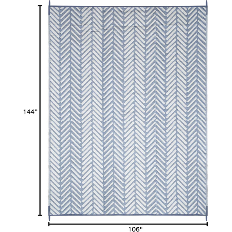 Tapis d'extérieur imperméable en paille recyclé en plastique recyclé bleu pâle 9 pi x 12 pi Izayiah