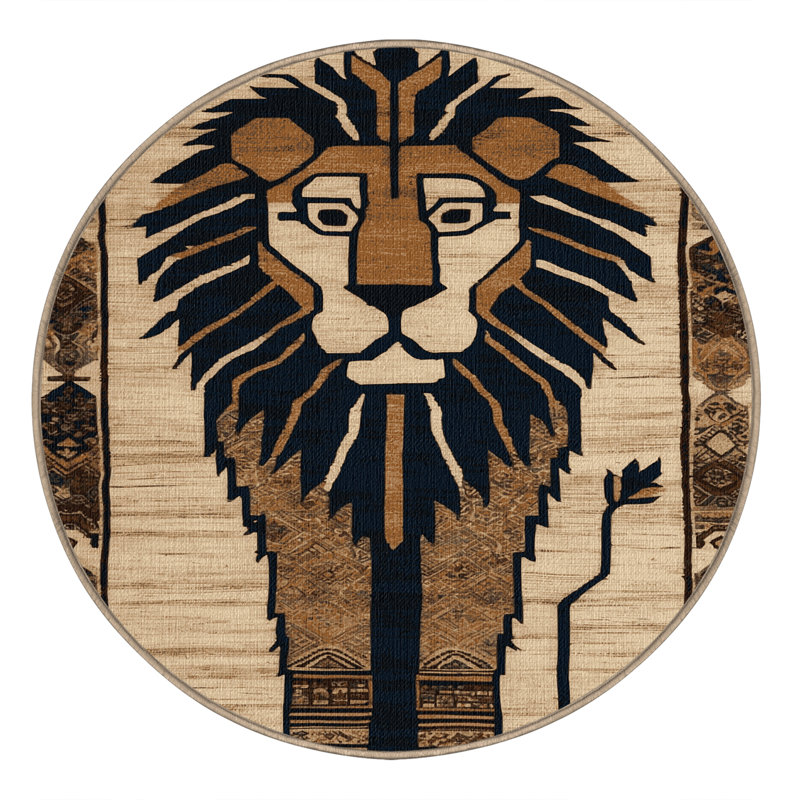  Tapis lavable lion d'Afrique de l'Ouest avec gros chats, Rectangulaire 8 pi x 12 pi