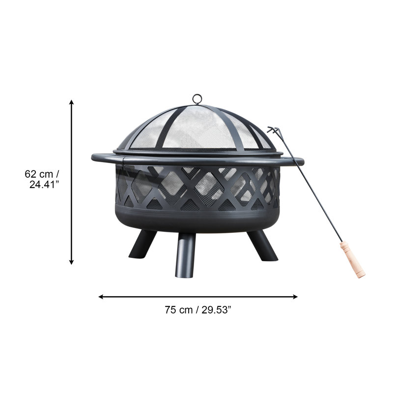 30" Black Steel Mesh Wood Burning Fire Pit