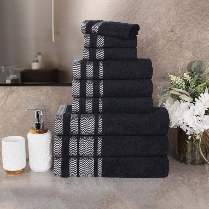 Ensemble de serviettes de salle de bain Bonnetsville Hays, Noir, noir, noir, noir