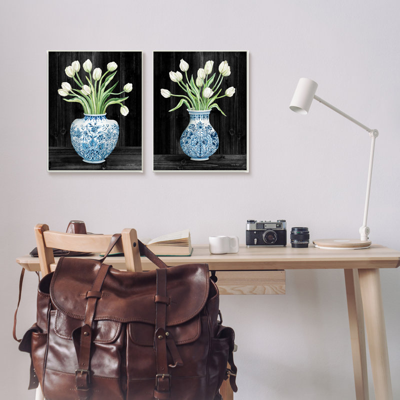 Porcelaine blanche à motif de tulipes blanches Cindy Jacobs, Plaque murale, H 13 po x l 19 po