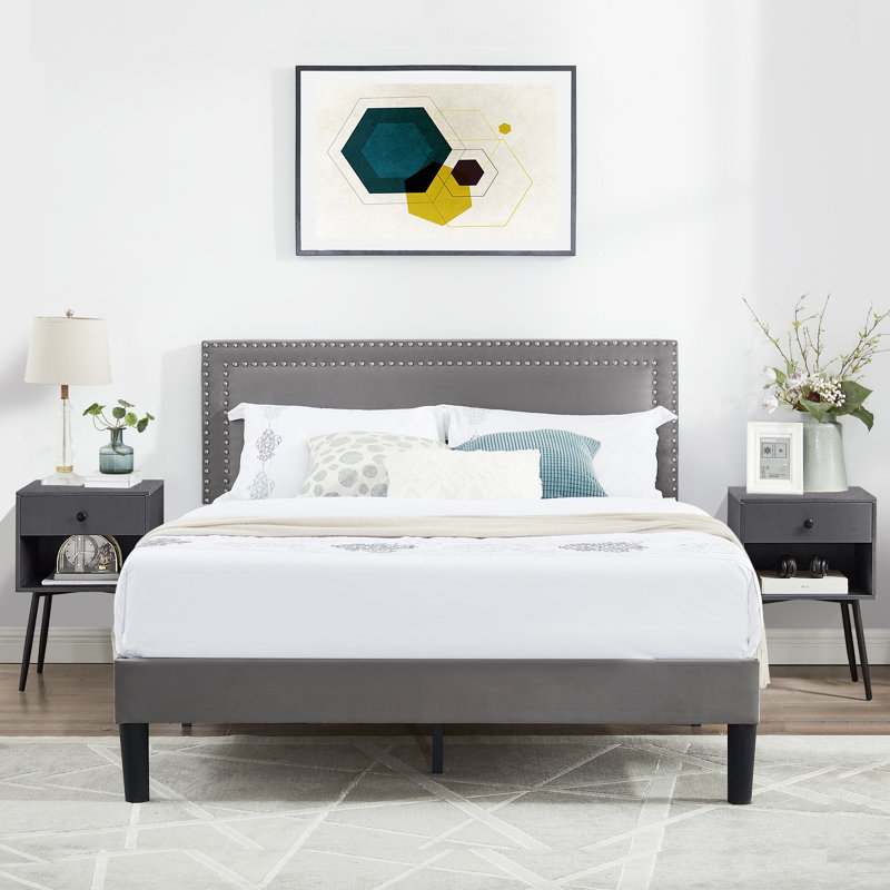 Maybee Steel Piece Bedroom Set, Gray, Queen