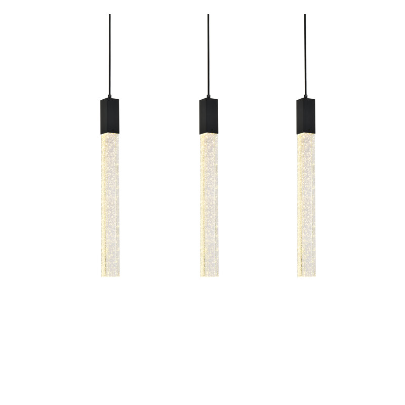 Luminaire suspendu pour îlot de cuisine 3 lumières Aliha, Noir