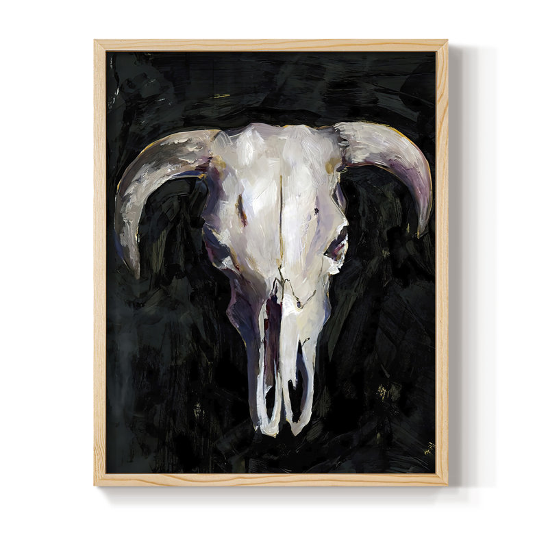 Horned Skull I Framed Print - Solid Wood, 30" H x 24" W