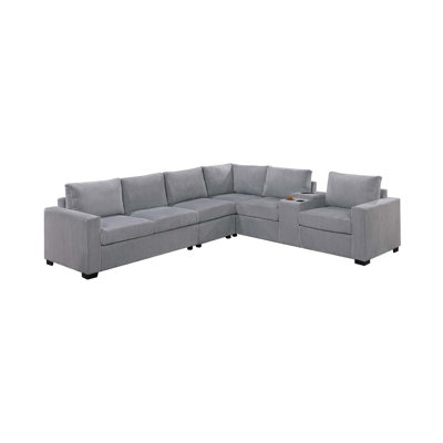 Ensemble de canapé moderne modulaire en velours côtelé gris clair 6 pièces