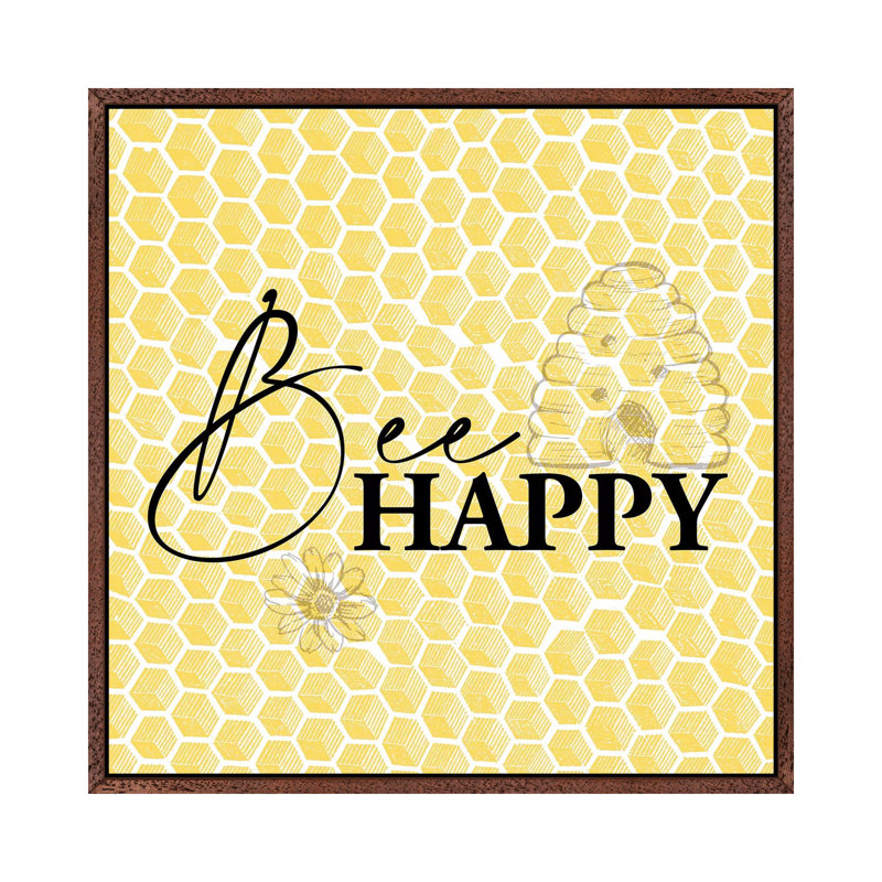 Bee I by Kimberly Allen - Print on Canvas, Classic Brown Wood Framed, 93.98cm H x 93.98cm W x 3.81cm D