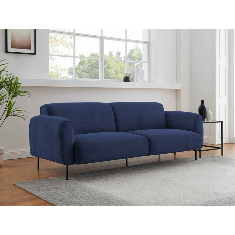 213.2Cm Round Arms Sofa, Blue