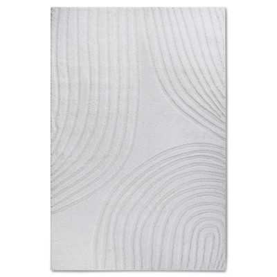 , Cream/White Gallery Striped Machine Woven Area Rug