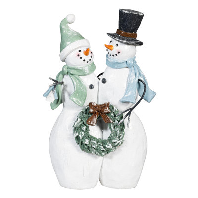 Frosted Snowmen Resin Garden Statue, 15.5"H