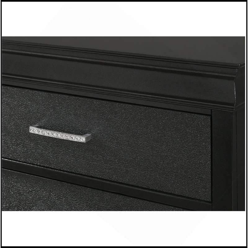 Mobilier de chambre à coucher à 1 tiroir de style moderne glam à deux tiroirs en bois massif avec texture de crocodile touffeté au diamant