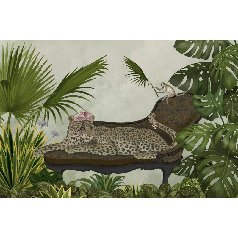 Leopard Chaise Lounge by Fab Funky - Wrapped Canvas Painting, 30cm H x 46cm W x 3.8cm D