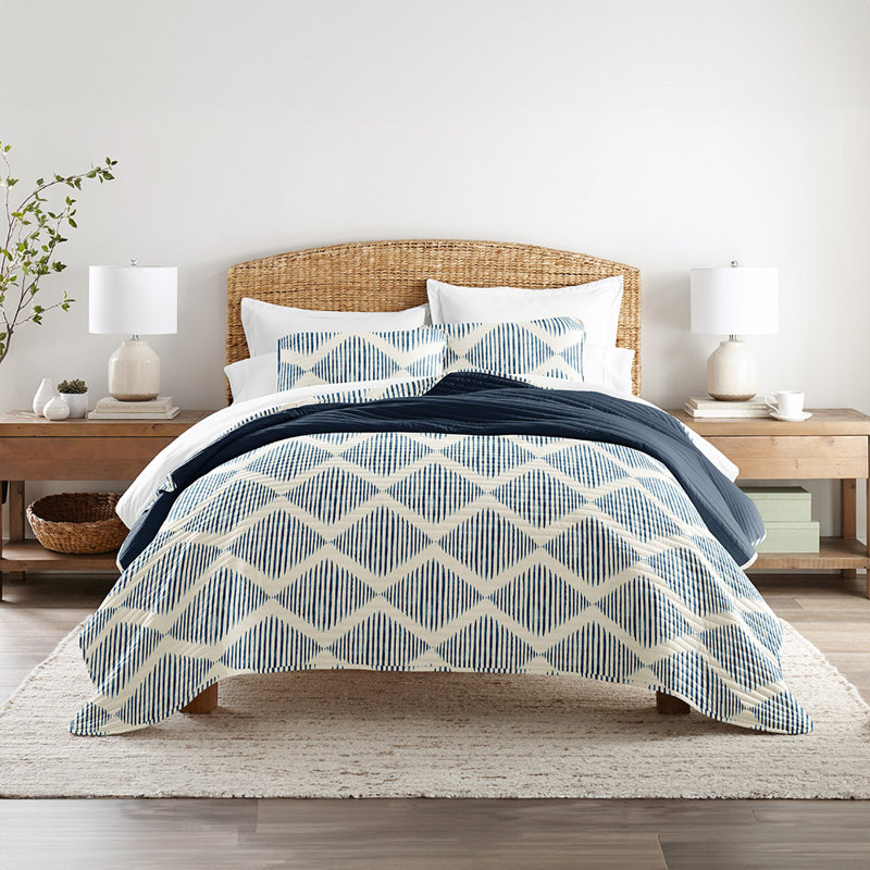 Ensemble de couvre-lit courtepointe en microfibre réversible toutes saisons à motif ultra doux de couleur diamant moderne
